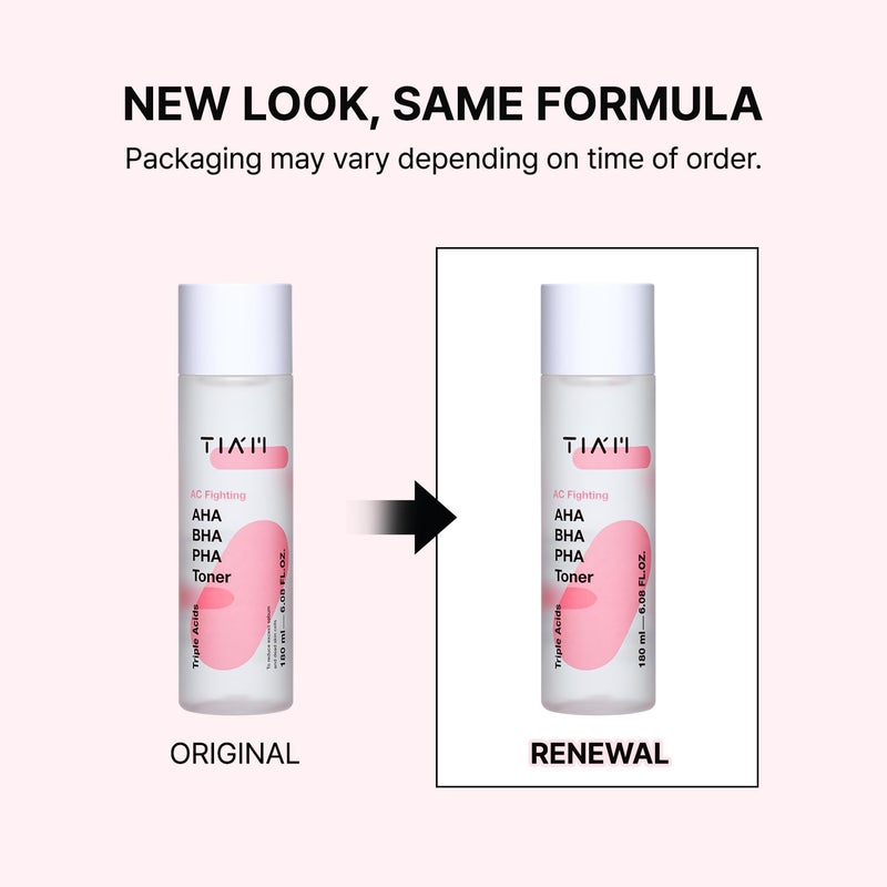 TIA'M تونر TIAM AC Fighting AHA BHA PHA، 6.08 أونصة سائلة، تونر مقشر لطيف للعناية بالمسام وملمس البشرة مع بانثينول، مناسب لجميع أنواع البشرة، العناية بالبشرة الكورية - Image 2